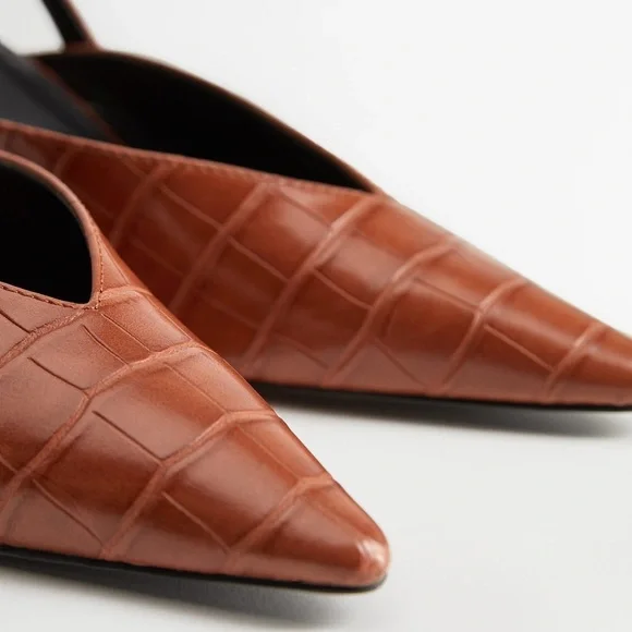 VIOLETA BY MANGO CROC EFFECT SLINGBACK - SIZE 9 1/2 (NEW WITH TAGS) - Picture 2 of 4